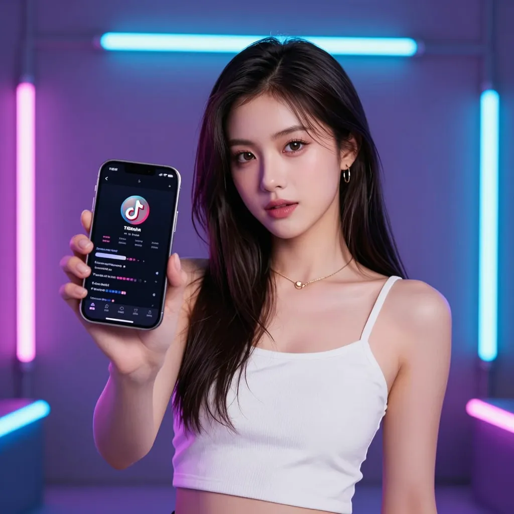 Beautiful woman with TikTok followers